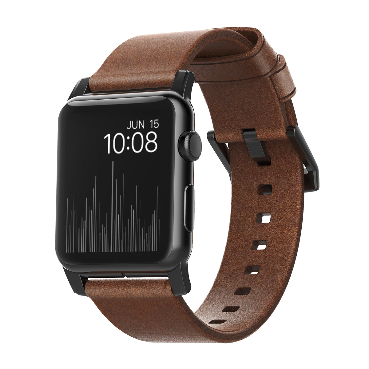 Nomad Modern leather band brown / black hardware (45-49mm) - rustic brown