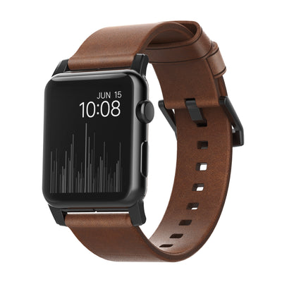 Nomad Modern leather band brown / black hardware (45-49mm)