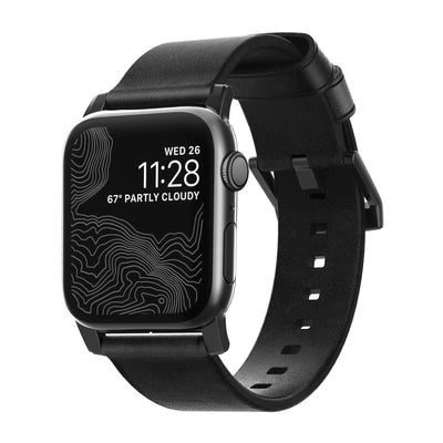 Nomad Modern lederen bandje zwart / zwarte hardware (45-49mm)