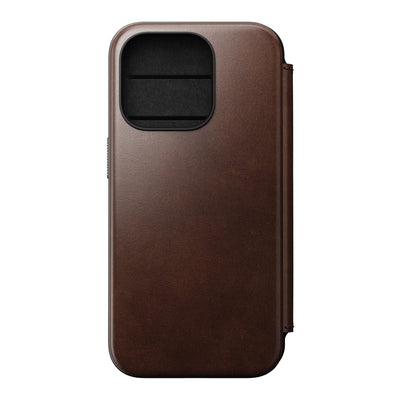 Nomad Modern Horween lederen folio iPhone 15 Pro