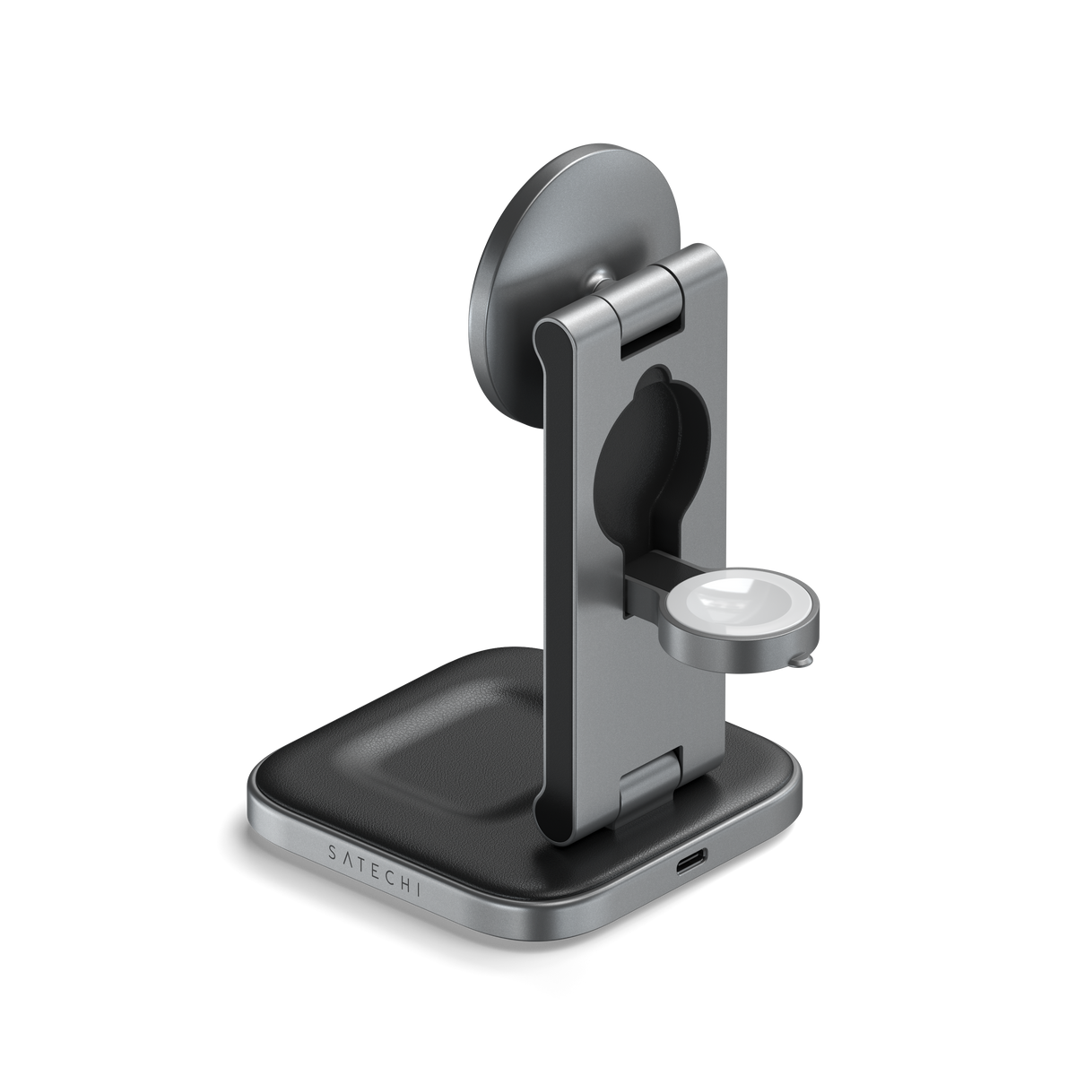 Satechi 3-in-1 Foldable Qi2 wireless charging stand - space gray