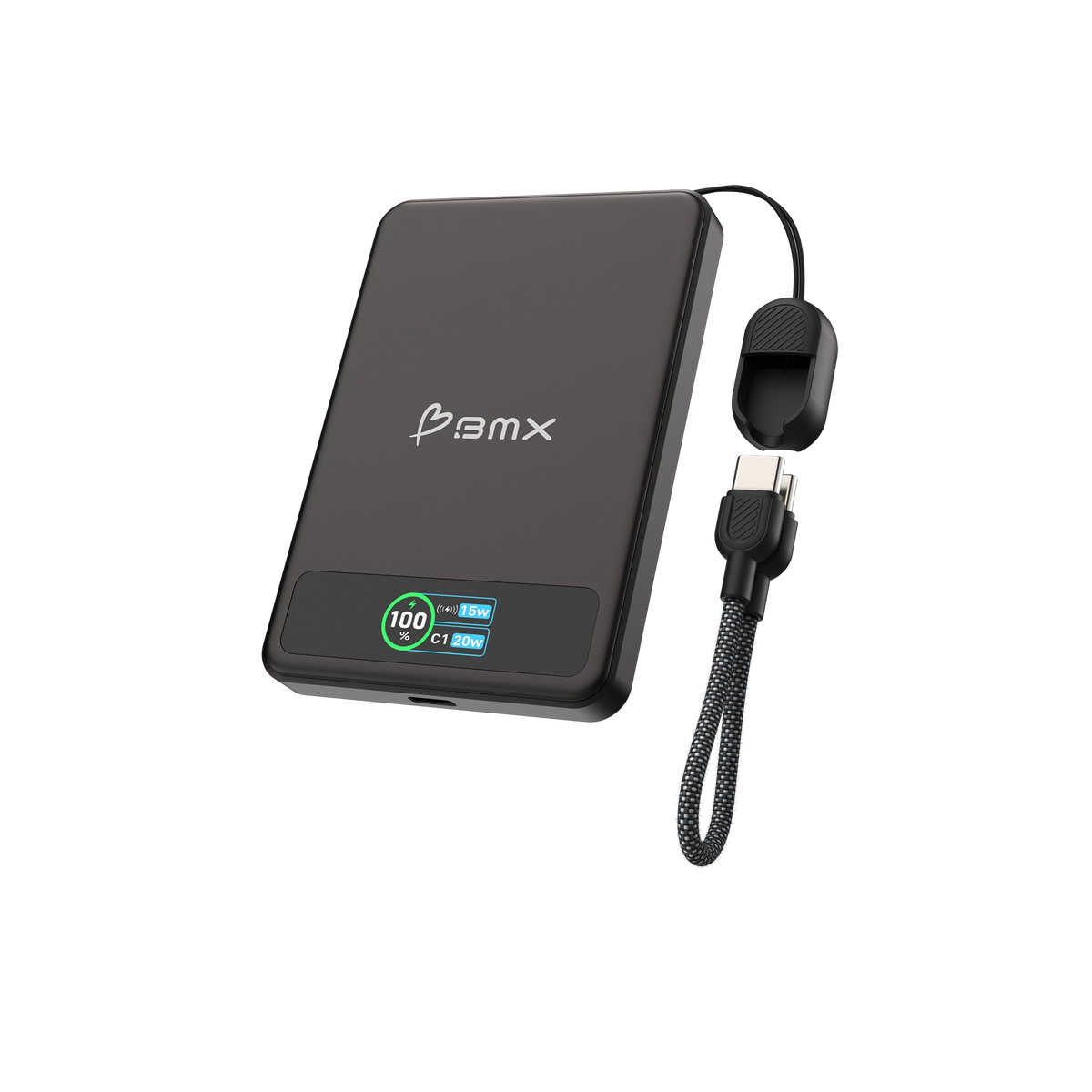 BMX SolidSafe solid-state Qi2 magnetic powerbank (5.000 mah/20W) - black