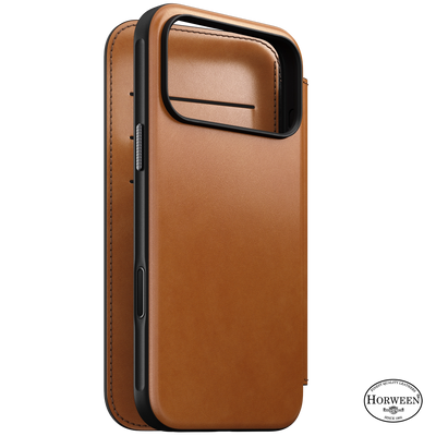 Nomad Modern Horween lederen folio iPhone 18 Pro Max